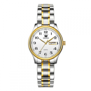 OLEVS 5567 Silver And Golden Two-tone Stainless Steel Analog Watch For Women - Golden & Silver